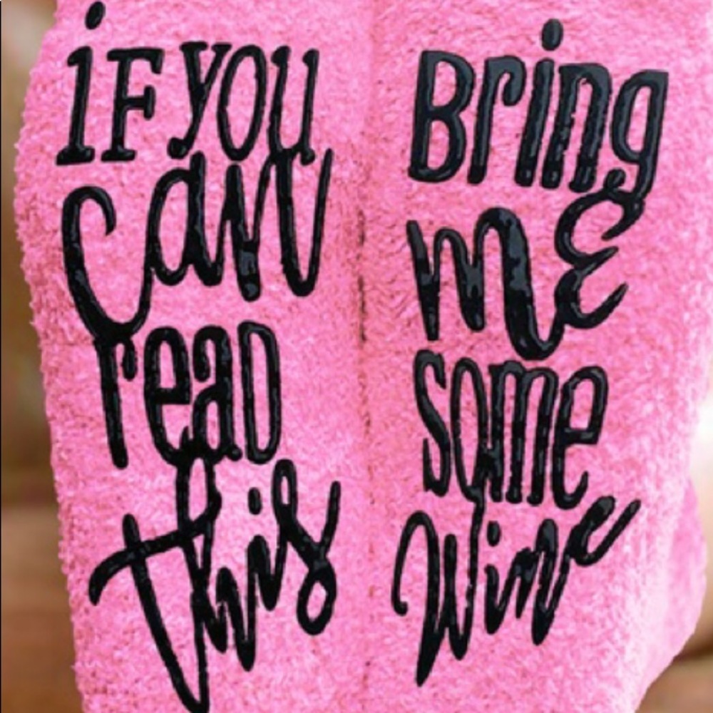 NIB New in Bag! Fuzzy Pink Wine Socks